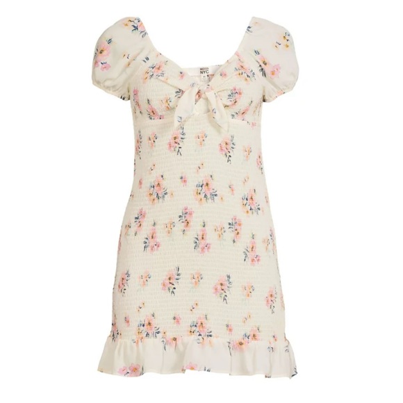 NWT - Madden NYC Floral Cut-Out Smocked Mini Dress - Sweetheart Neck 🌸 - Picture 3 of 9